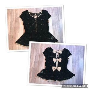 Black lace peplum blouse M